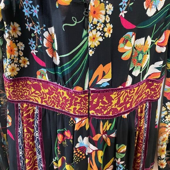 Anthropologie Adair Velvet-Trimmed Midi Dress Size 2 - Picture 5 of 8